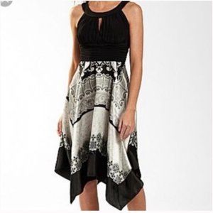 {SIGNATURE By SANGRIA} Melrose Handkerchief Hem Midi Dress